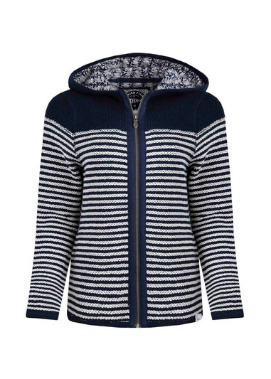 Weird Fish Navy Bianca Full Zip Stripe Macaroni Hoodie