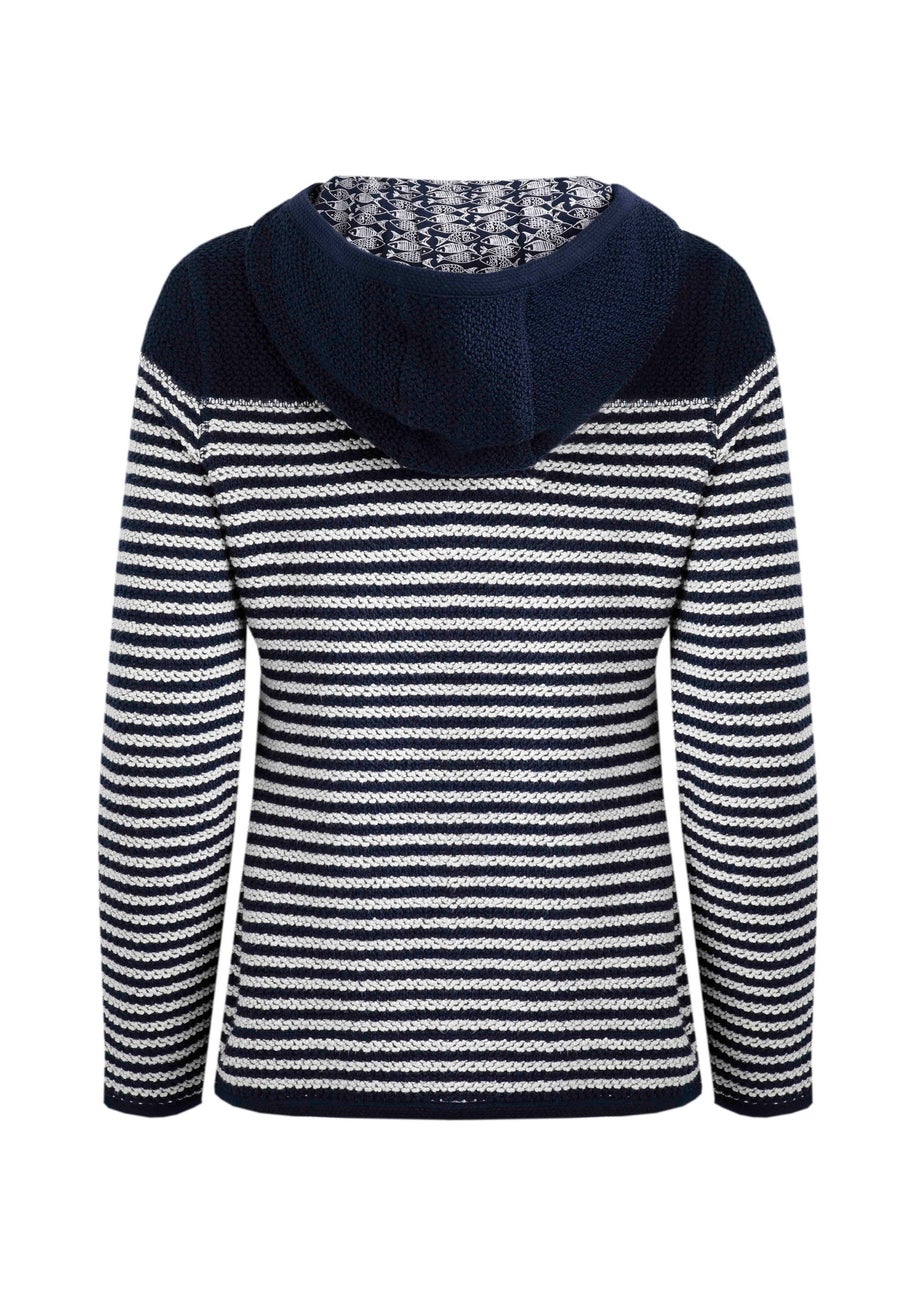Weird Fish Navy Bianca Full Zip Stripe Macaroni Hoodie