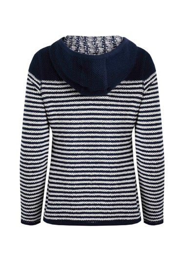 Weird Fish Navy Bianca Full Zip Stripe Macaroni Hoodie