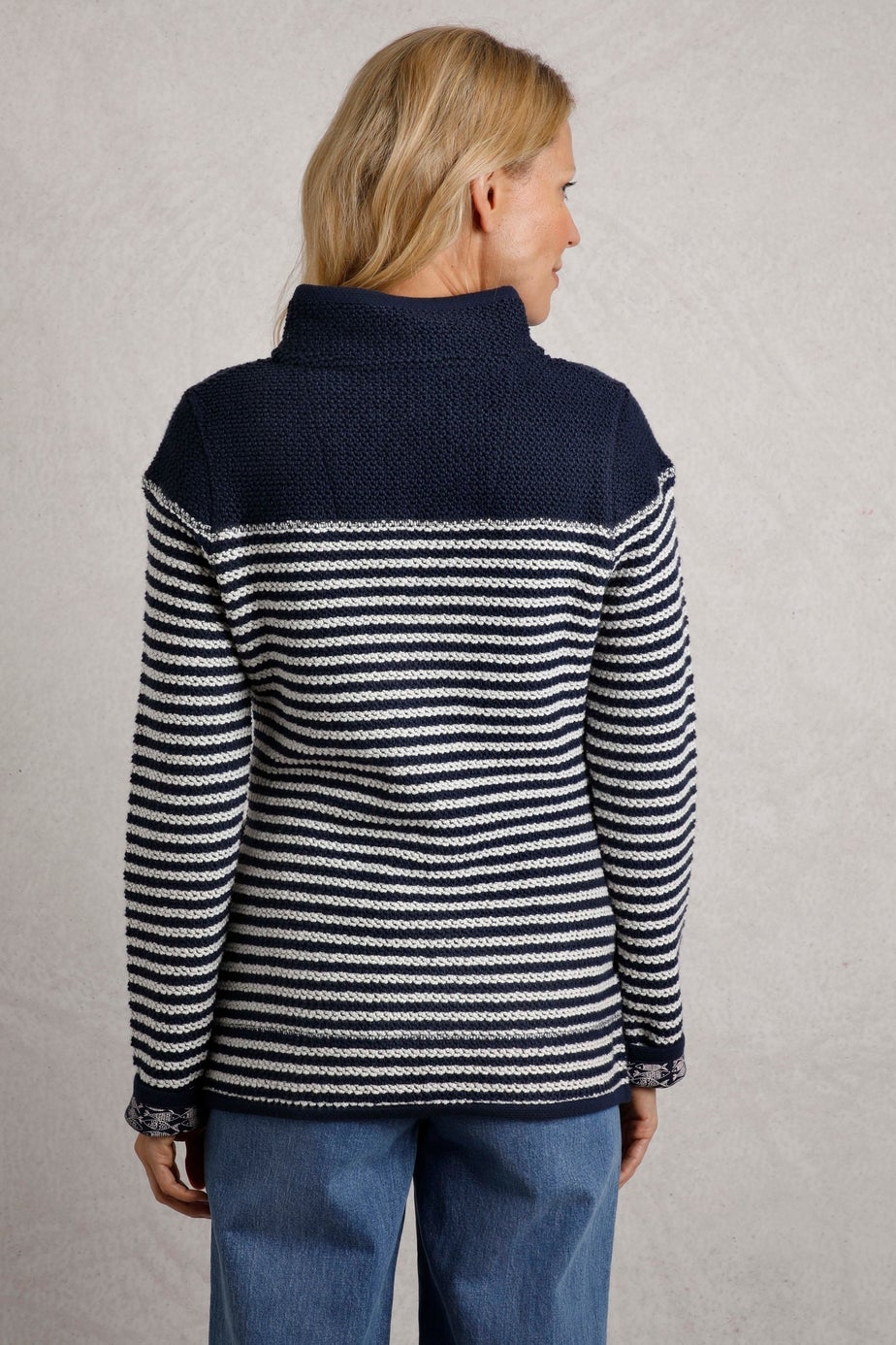 Weird Fish Navy Juliet 1/4 Zip Stripe Macaroni