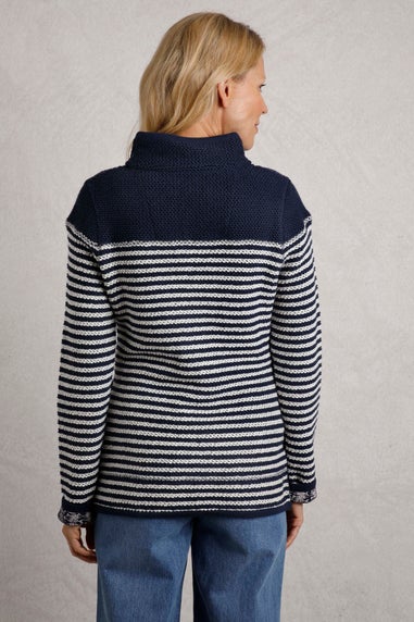 Weird Fish Navy Juliet 1/4 Zip Stripe Macaroni