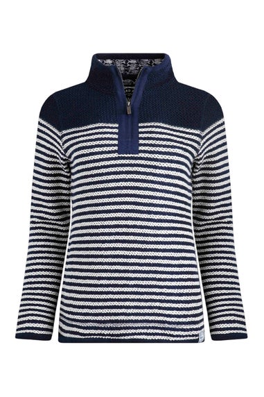 Weird Fish Navy Juliet 1/4 Zip Stripe Macaroni
