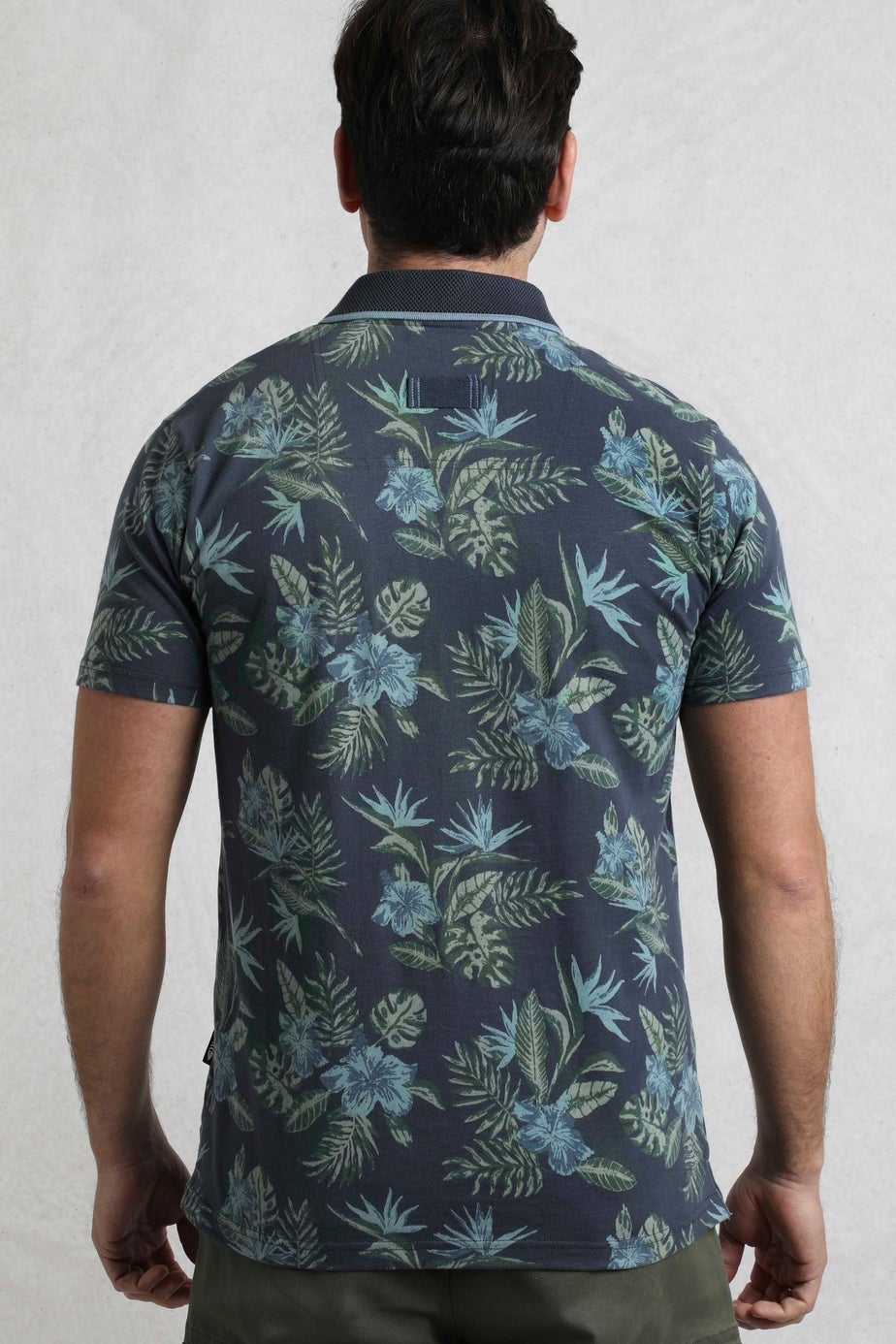 Weird Fish Navy Sarat Printed Polo