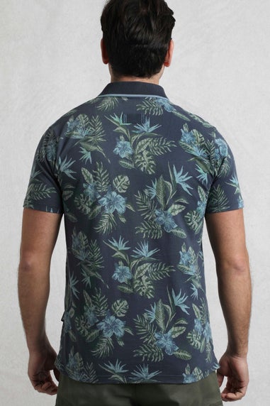 Weird Fish Navy Sarat Printed Polo