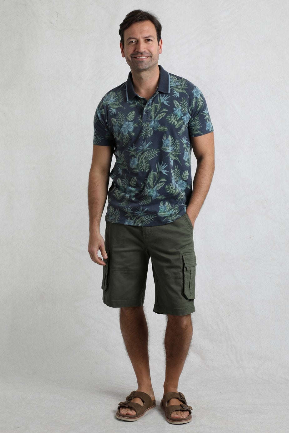 Weird Fish Navy Sarat Printed Polo