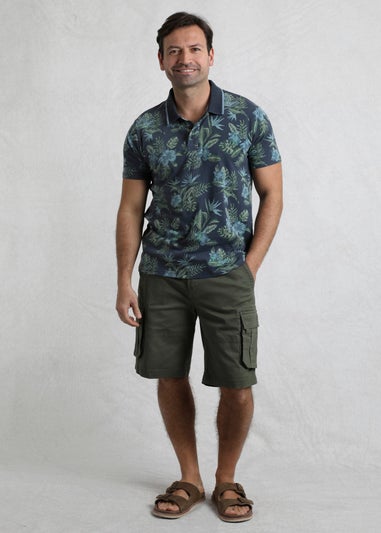Weird Fish Navy Sarat Printed Polo