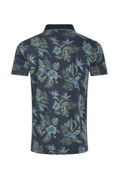 Weird Fish Navy Sarat Printed Polo