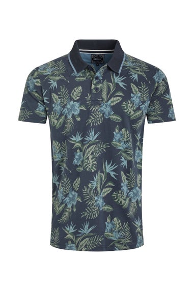 Weird Fish Navy Sarat Printed Polo