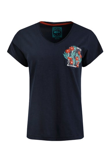 Weird Fish Navy No Rain No Flowers Slub Pocket T-Shirt