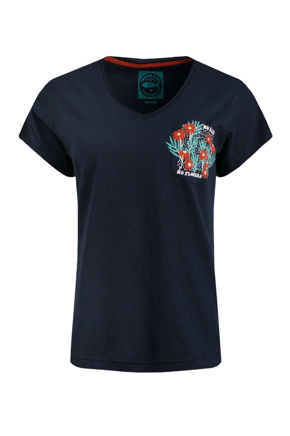 Weird Fish Navy No Rain No Flowers Slub Pocket T-Shirt