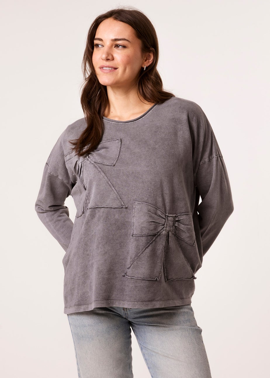 Blue Vanilla Grey Bow Sweatshirt