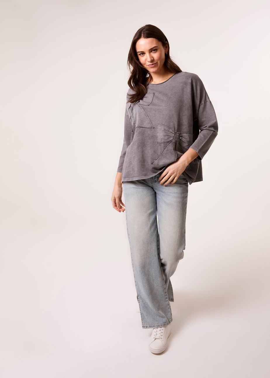Blue Vanilla Grey Bow Sweatshirt