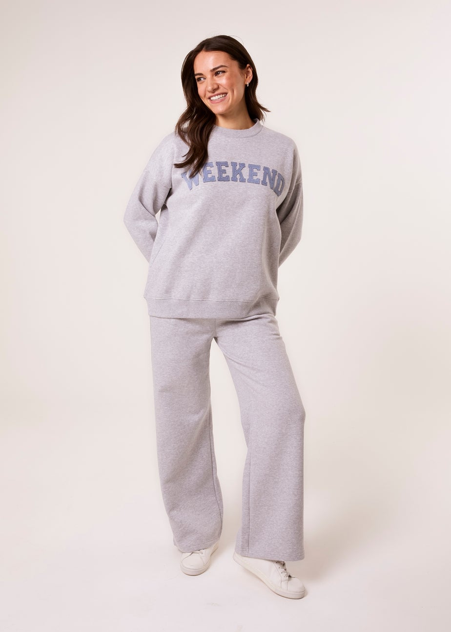 Blue Vanilla Grey Weekend Denim Applique Sweatshirt