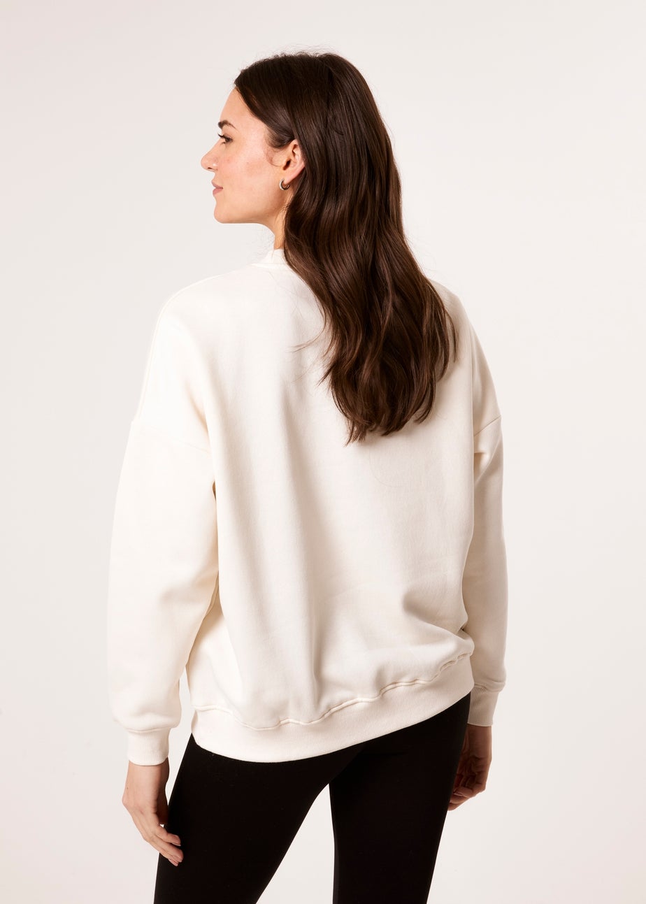 Blue Vanilla Ivory Weekend Denim Applique Sweatshirt