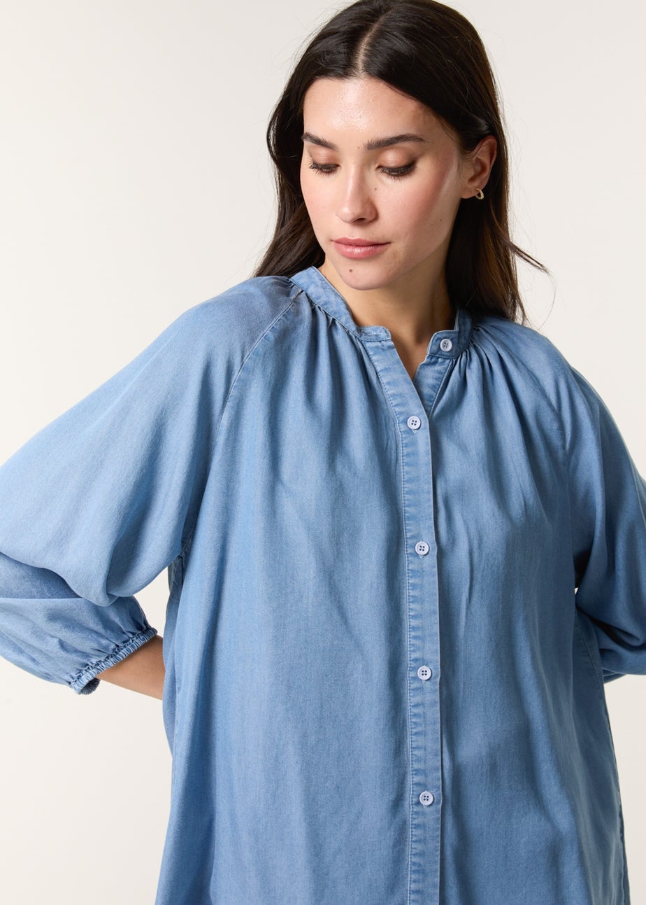 Blue Vanilla Denim Button Front Denim Blouse