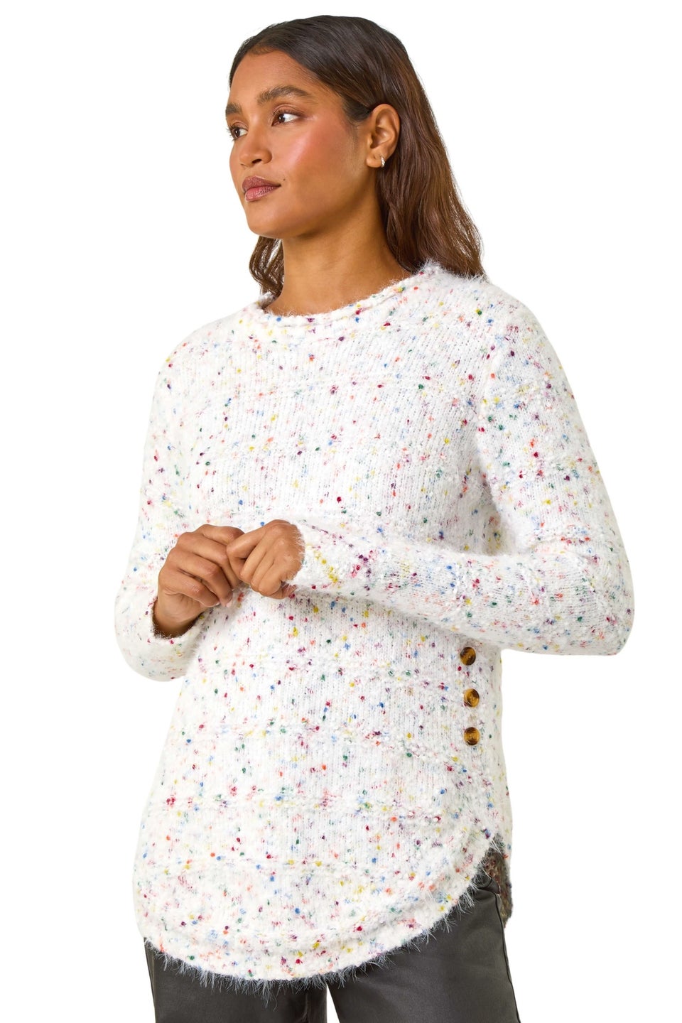 Roman Ivory Nep Curved Hem Jumper