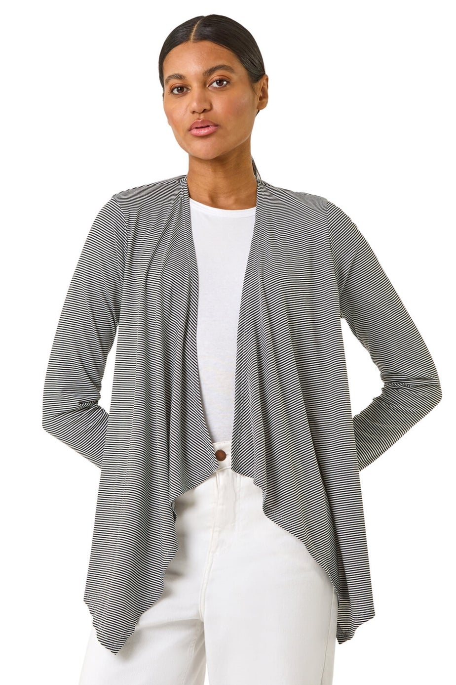 Roman Black Waterfall Stetch Jersey Cardigan