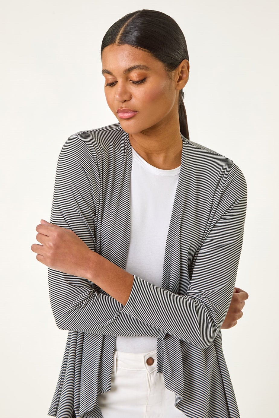 Roman Black Waterfall Stetch Jersey Cardigan