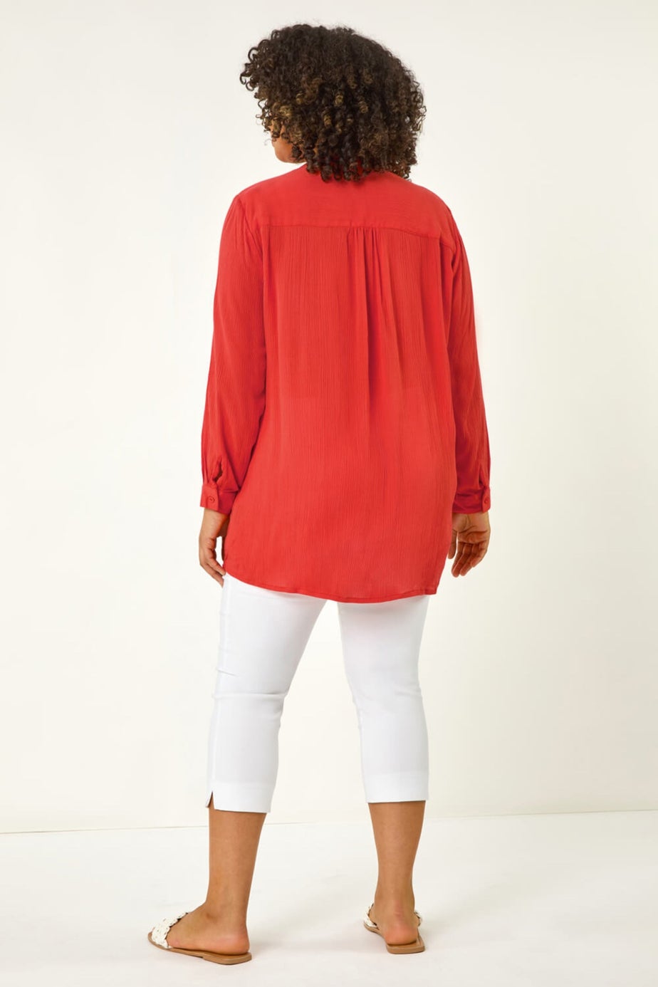 Roman Red Curve Lace Trim Pintuck Blouse
