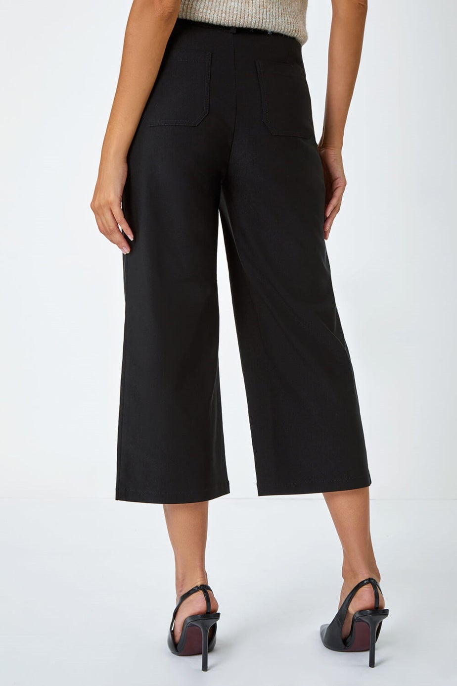 Roman Black  Cropped Stretch Culotte
