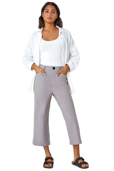 Roman Taupe Cropped Stretch Culotte