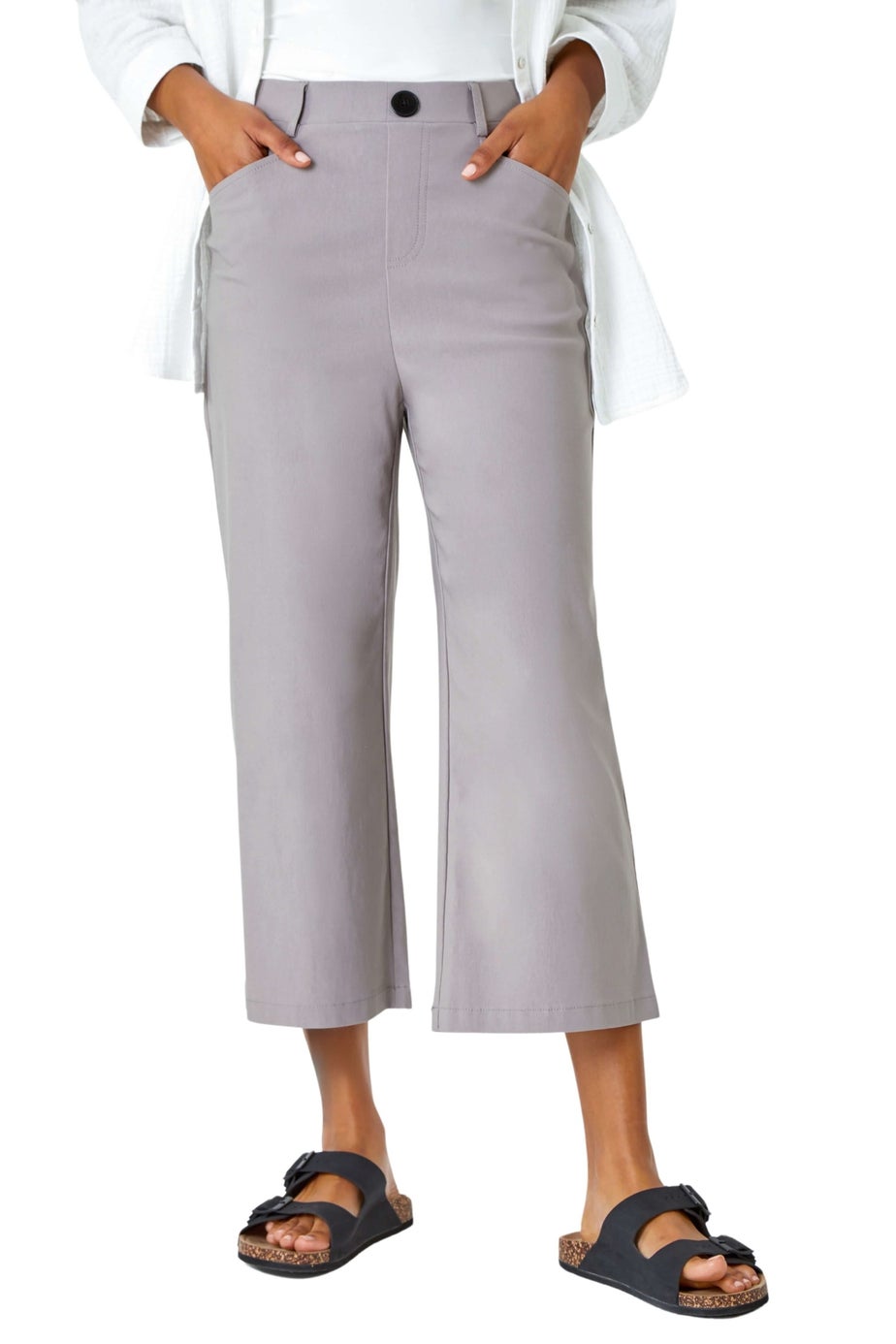 Roman Taupe Cropped Stretch Culotte
