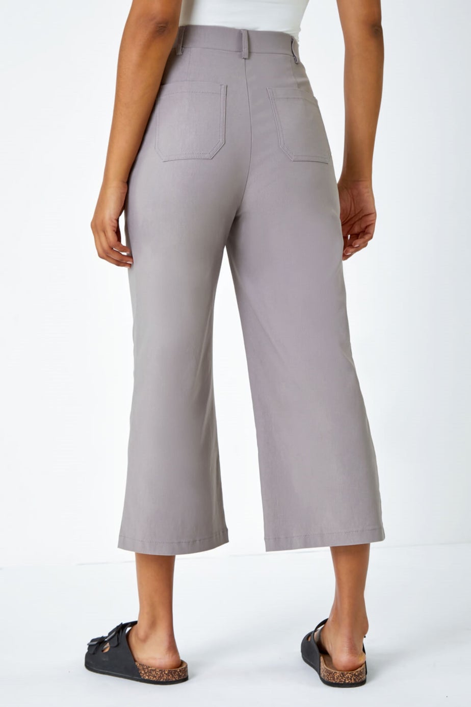 Roman Taupe Cropped Stretch Culotte