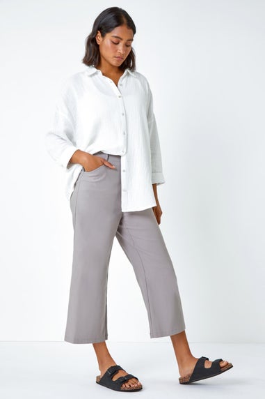 Roman Taupe Cropped Stretch Culotte