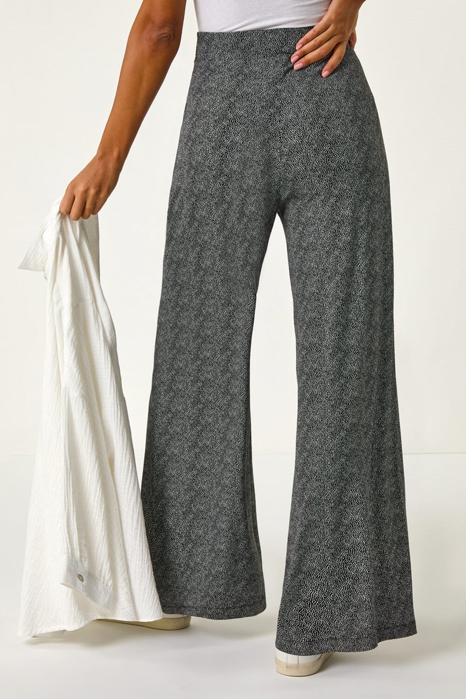 Roman Black Spot Print Wide Leg Trouser