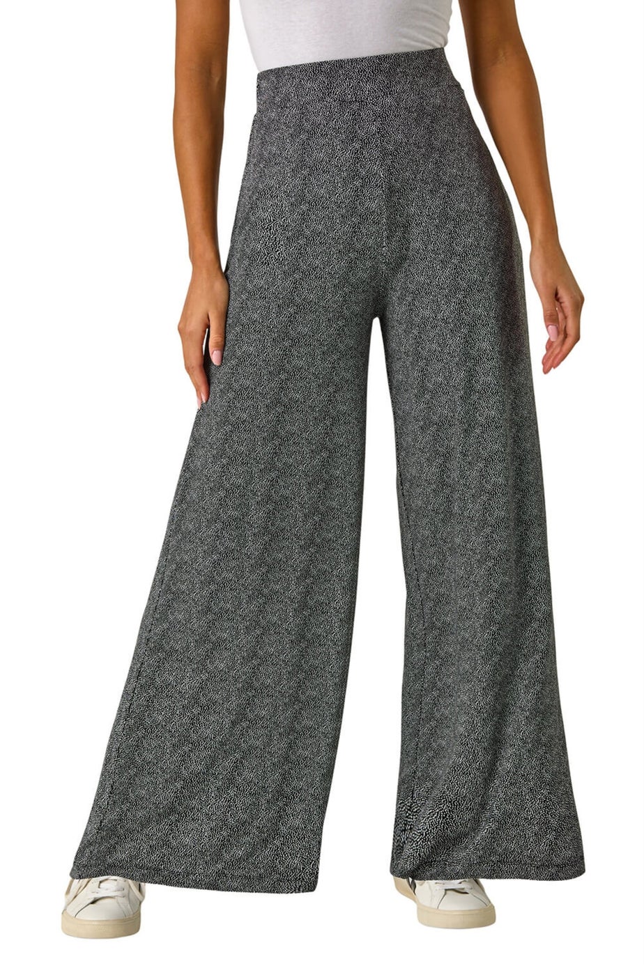 Roman Black Spot Print Wide Leg Trouser