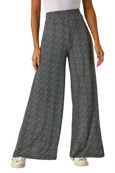 Roman Black Spot Print Wide Leg Trouser