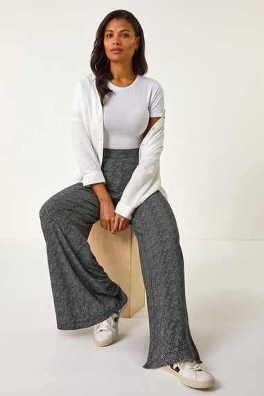 Roman Black Spot Print Wide Leg Trouser