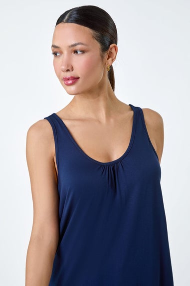 Roman Navy Plain V-Neck Stretch Jersey Vest Top