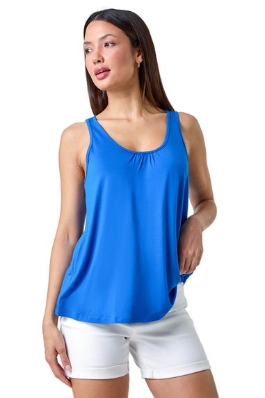 Roman Royal Blue Plain V-Neck Stretch Jersey Vest Top