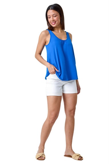 Roman Royal Blue Plain V-Neck Stretch Jersey Vest Top