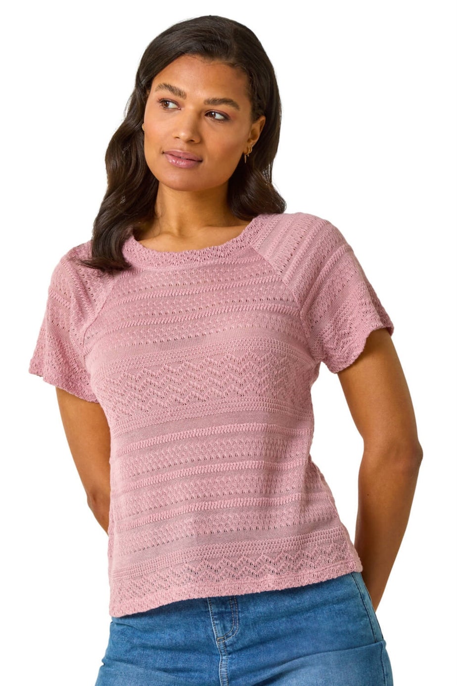 Roman Rose Crochet Knit Top