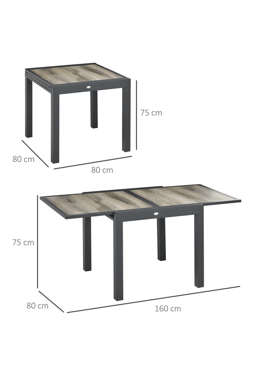 Outsunny Extendable Outdoor Dining Table Aluminium Rectangle Patio Table