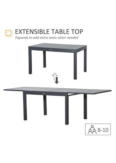 Outsunny Extendable Garden Table 10 Seater for Lawn Balcony & Backyard
