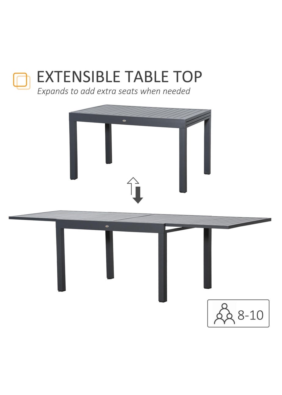 Outsunny Extendable Garden Table 10 Seater for Lawn Balcony & Backyard