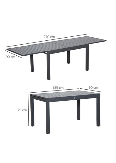 Outsunny Extendable Garden Table 10 Seater for Lawn Balcony & Backyard