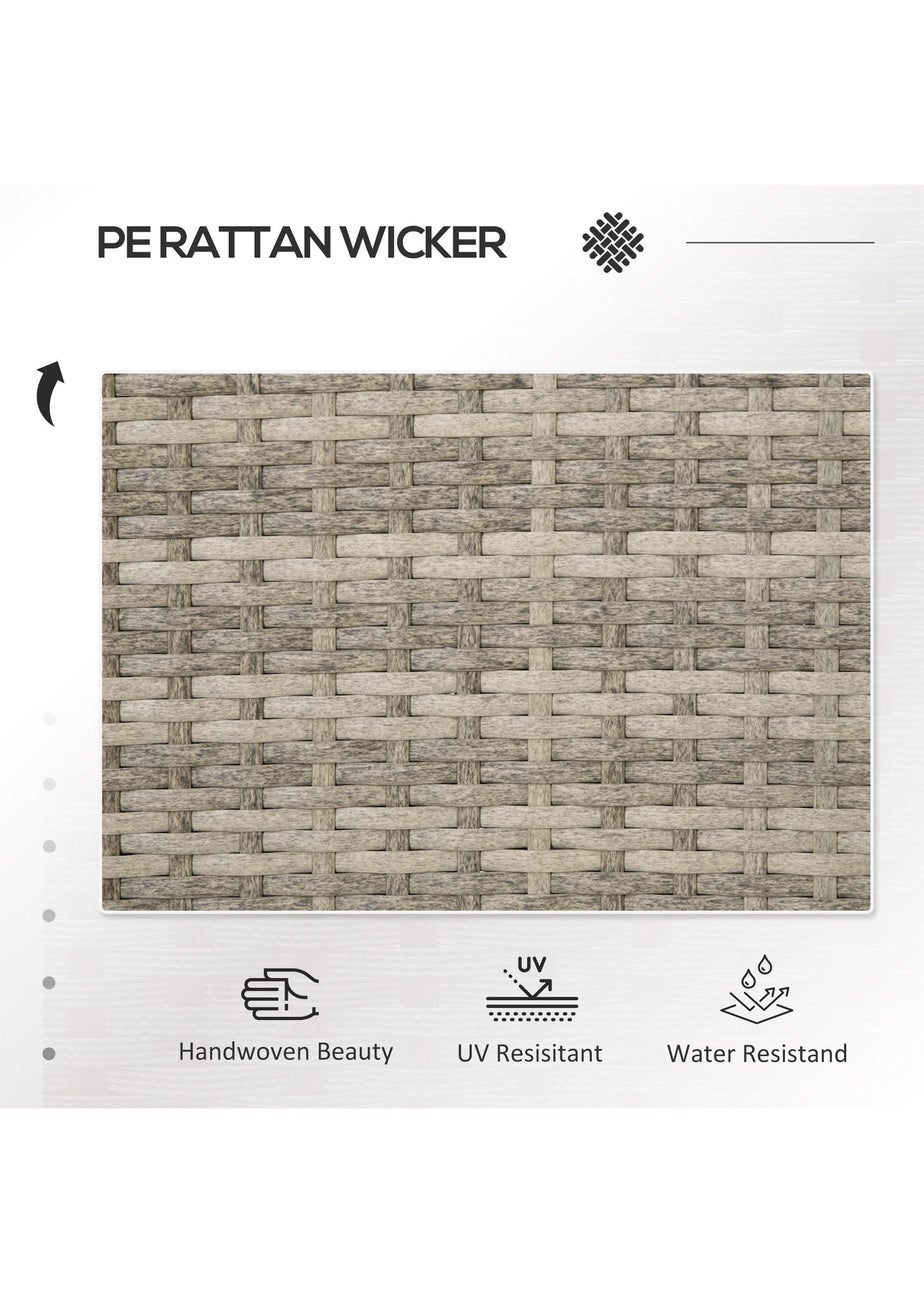 Outsunny Rattan Garden Bench Glass Tea Table Wicker Chair with Cushions