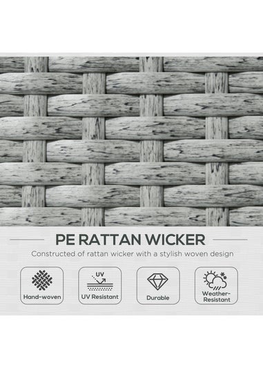 Outsunny Recliner Rattan Sun Lounger with Storage Tea Table and Footstools