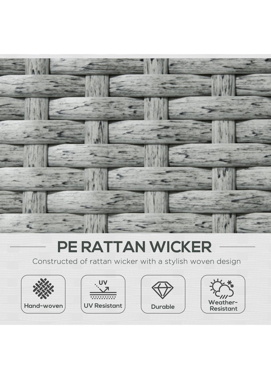 Outsunny Recliner Rattan Sun Lounger with Storage Tea Table and Footstools