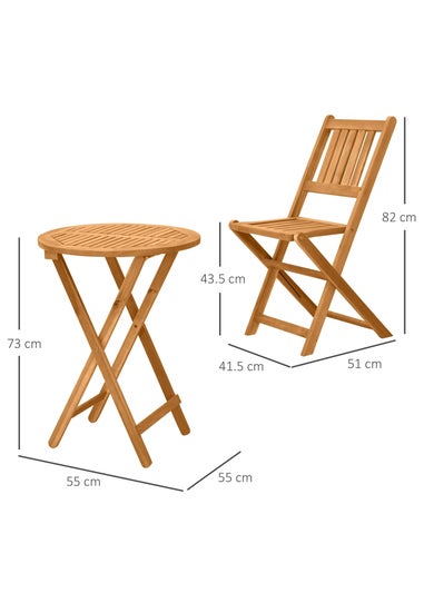 Outsunny Folding Patio Bistro 3 Dining Table with 2 Foldable Chairs Set