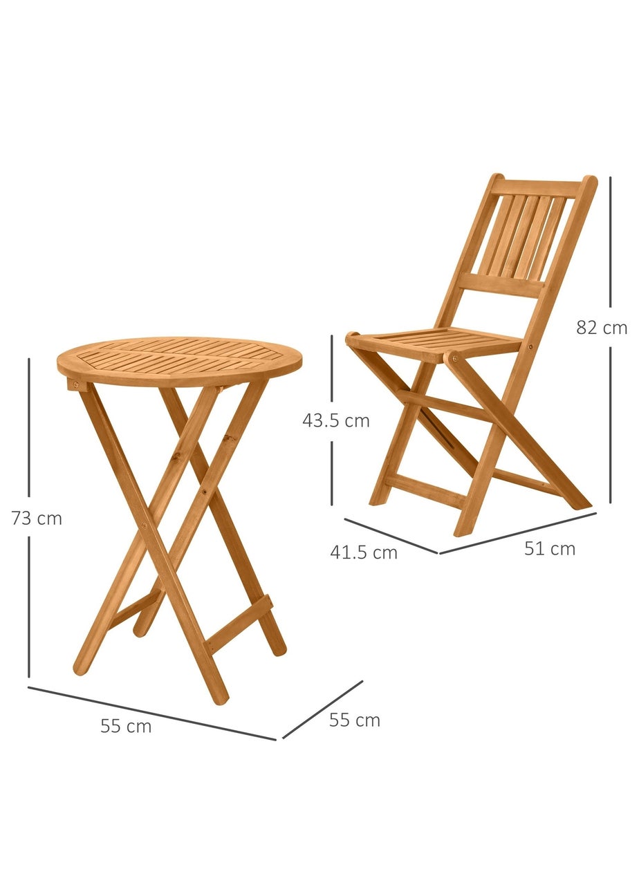 Outsunny Folding Patio Bistro 3 Dining Table with 2 Foldable Chairs Set