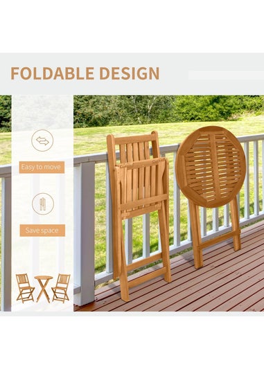 Outsunny Folding Patio Bistro 3 Dining Table with 2 Foldable Chairs Set