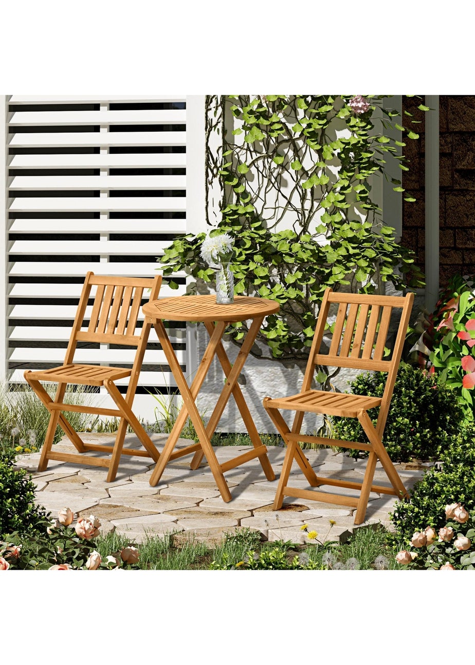 Outsunny Folding Patio Bistro 3 Dining Table with 2 Foldable Chairs Set