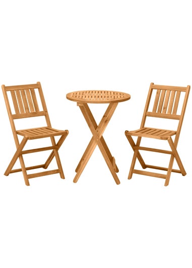 Outsunny Folding Patio Bistro 3 Dining Table with 2 Foldable Chairs Set