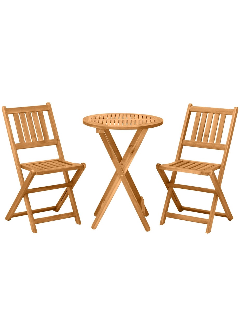 Outsunny Folding Patio Bistro 3 Dining Table with 2 Foldable Chairs Set