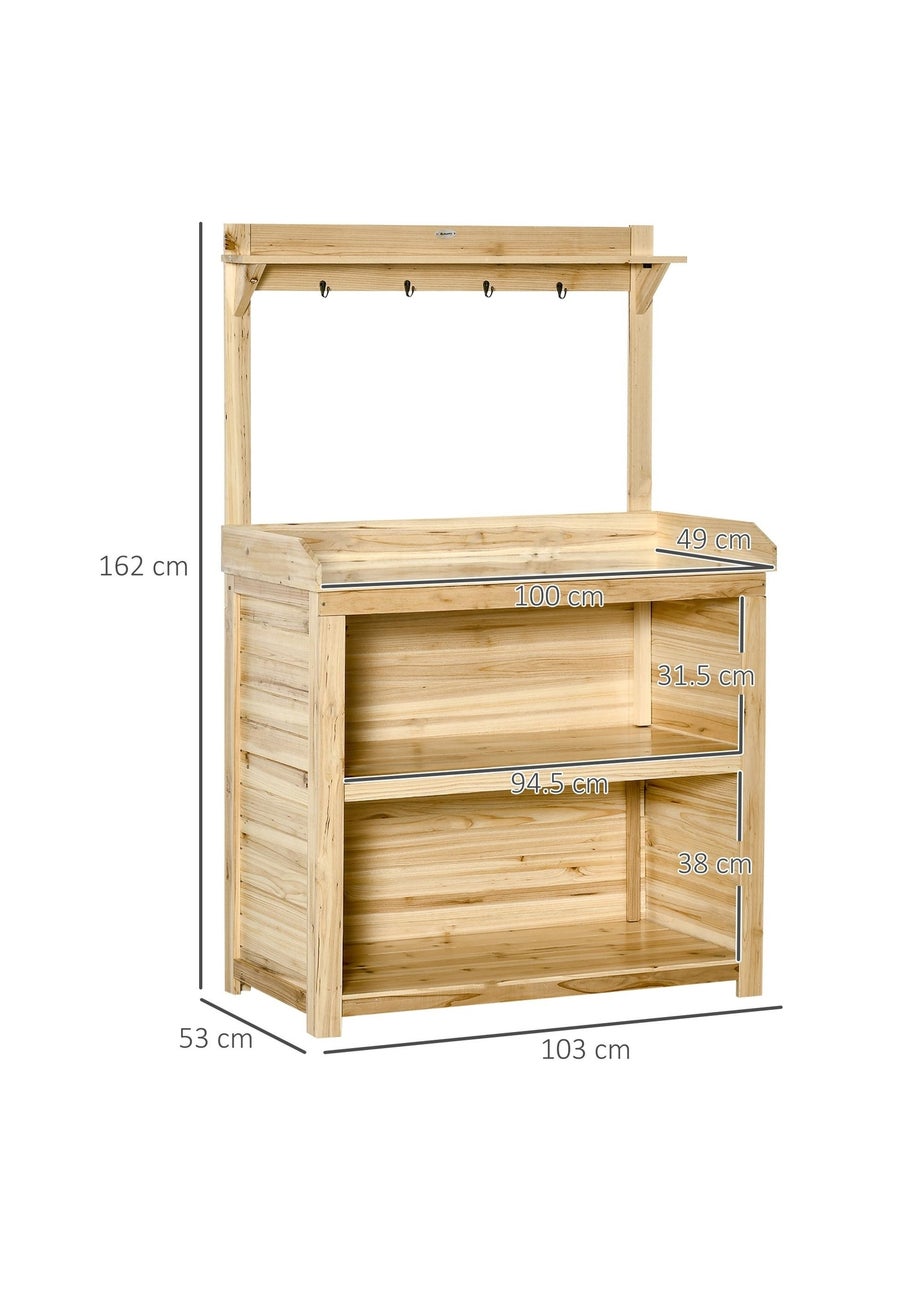 Outsunny Potting Bench Table Workstation with Galvanized Tabletop and Storage Shelf